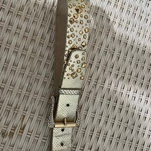 Gold belt with gold, studs and rhinestone buckle